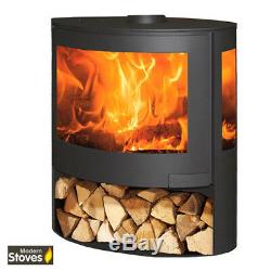 Curved 3 Sided Wood Burning Multi-Fuel Iris 10kw Contemporary Stove