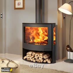 Curved 3 Sided Wood Burning Multi-Fuel Iris 10kw Contemporary Stove