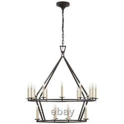 Darlana Horchow Visual Comfort 2-Tiered Ring Chandelier Gold or Iron Medium