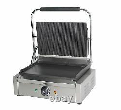 Davlex Commercial Panini Press Toaster Electric Sandwich Maker Ribbed Top Grill