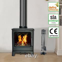 Defra 4.3KW Cast Iron Wood Log Burner Woodburning Stove Eco Design Fireplace