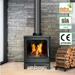 Defra 4.3KW Cast Iron Woodburner Stove Log Wood Burning Burner Modern Fireplace