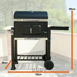 Deluxe Charcoal Bbq Garden Trolley Large Outdoor Stainless Steel Grill Barbeque