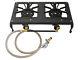 Double 2 Burner Country Cooker Cast Iron LPG Gas Camp Stove with Hose Regulator