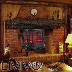 Electric Fireplace Fire Wood Flame Heater Stove Living Room Log Burner Fan Heat