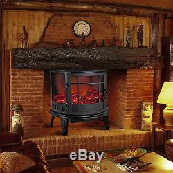 Electric Fireplace Log Burning Flame Effect Stove Fire Heater Thermal Wood 1800W