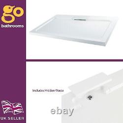 Elton Low Profile Stone Resin Rectangle Acrylic Shower Tray With Hidden Waste
