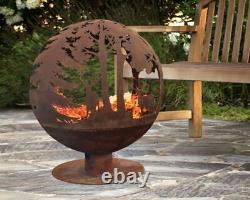 Esschert Design Fallen Fruits Oxidised Woodland Globe FF261 Fire Pit Basket Bow