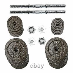 Everyday Essentials 105 Pound Adjustable Weight Dumbbell Set with Cast Iron Plates