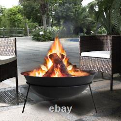 Extra Large 120cm Cast Iron Fire Pit Bowl Patio Heater Log Burner Camping Fire