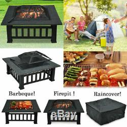 FESTA Outdoor Fire Pit BBQ Firepit Garden Square Table Stove Patio Heater 81cm