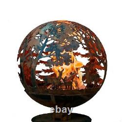 Fallen Fruits Oxidised Woodland Globe Sphere Fire Pit Basket Bowl Cast Iron