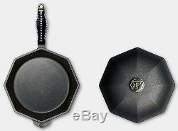 Finex Cast Iron 10 Eight Side Skillet Cooking Pan with Lid NEW