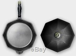Finex Cast Iron 12 Eight Sides Skillet Cooking Pan with Lid NEW