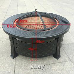 Fire Pit Heavy Large Outdoor Firepit Garden Heater Round Table BBQ Brazier&Grill