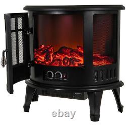 Fireplace Electric Heater Metal Log Burning Flame Effect Living Room Stove 1800W