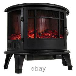 Fireplace Electric Heater Metal Log Burning Flame Effect Living Room Stove 1800W
