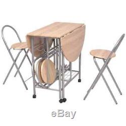 Folding Dining Set Table and 4 Chairs Kitchen Furniture Space Saving Portable