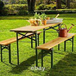 Folding Garden Table & Chair Set Outdoor Patio Beer Dining Coffee Table Bench UK