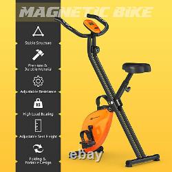 Folding Magnetic Exercise Bike Indoor Fitness Trainer Height Adjustable Bicycle