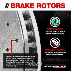 Front+Rear Drill Slot Brake Rotors +Ceramic Pads For Chevy Silverado Escalade