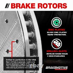 Front+Rear Drill Slot Brake Rotors & Ceramic Pads For Chevy Silverado Escalade