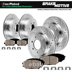 Front & Rear Drilled Rotors + Brake Pads for Chevy Suburban Silverado 1500 Tahoe