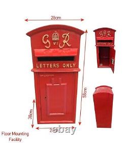 GR Post Box Cast Iron Postal Box Red British Mailbox LARGE Floor Mounting