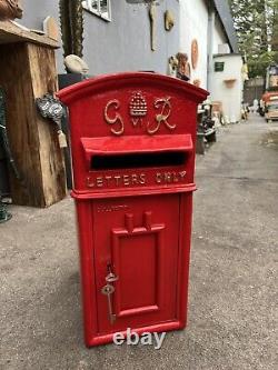 GR Royal Mail Post Box letter Box Cast Iron post office Barn top King George RED