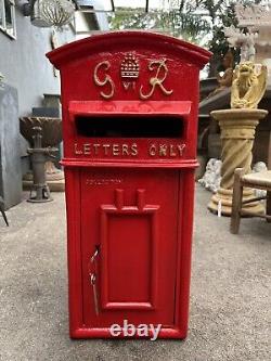 GR Royal Mail Post Box letter Box Cast Iron post office Barn top King George RED