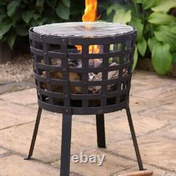 Gardeco Big Fire Garden Outdoor Cast Iron Aragon Fire Bowl Basket