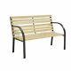 Garden Bench 2 Seater Steel Wooden Slats Outdoor Patio Seating Furniture Seat UK