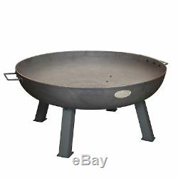 Garden Fire Pit with Carry Handles, Cast Iron Brazier Flame Basket, 85.5cm