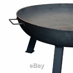 Garden Fire Pit with Carry Handles, Cast Iron Brazier Flame Basket, 85.5cm