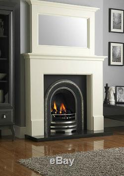 Gas Cast Iron Black Granite White Surround Coal Fire Traditional Fireplace Suite