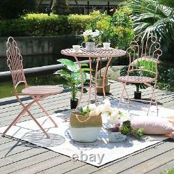 GlamHaus Metal Bistro Set Garden Patio Furniture Outdoor 3 Piece Table Chairs