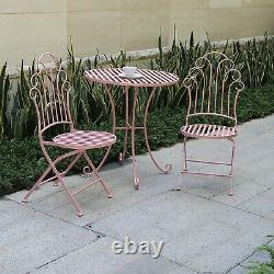GlamHaus Metal Bistro Set Garden Patio Furniture Outdoor 3 Piece Table Chairs