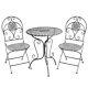 GlamHaus Metal Garden Bistro Set Patio Outdoor Furniture 3 Piece Table Chairs