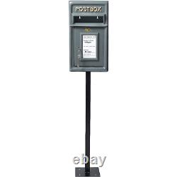 Grey Post Box with Lock Durable Cast Iron Mailbox Optional Wall/Pole Mount