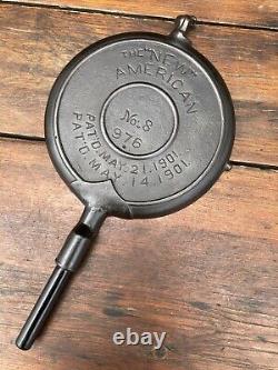 Griswold Cast Iron New American #8 Waffle Iron With Acorn Hinge