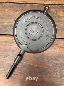 Griswold Cast Iron New American #8 Waffle Iron With Acorn Hinge