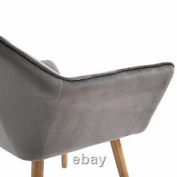 HOMCOM Luxe Velvet-Feel Accent Chair with Wide Arms Slanted Back Wood Legs Grey