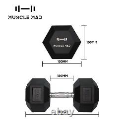 Hex Dumbbells 5kg 32.5kg Cast Iron Hand Weight Rubber Dumbbells Pairs GYM/HOME