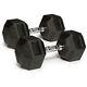 Hex Dumbbells Cast Iron Rubber Encased Hexagonal Dumbells Gym Weight Set Pair