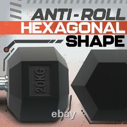 Hex Dumbbells Rubber Encased Cast Iron Weights Set Hexagonal Gym Fitness