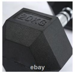 Hex Dumbbells Set Cast Iron Weights Rubber Encased Hexagonal Gym Single and Pair