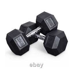 Hex Dumbbells Set Cast Iron Weights Rubber Encased Hexagonal Gym Single and Pair