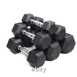 Hex Dumbbells Set Cast Iron Weights Rubber Encased Hexagonal Gym Single and Pair