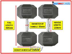 Hex Dumbbells Set Pair Ergo Iron Hand Weights Rubber Encased Hexagonal Gym 36-6