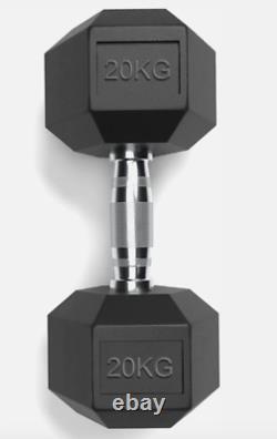 Hex Dumbells Cast Iron Rubber Encased 10kg-20kg Home Gym Weights Set Pairs